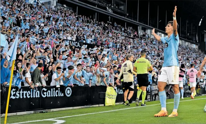  ?? ?? Gabri Veiga celebra uno de los goles que marcó al Barcelona en la última jornada de Liga.