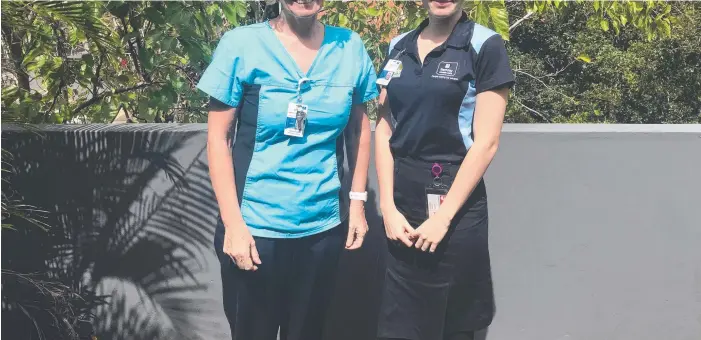  ?? Picture: SUPPLIED ?? TAFE Gold Coast teacher and Registered Nurse Sue Taylor and Taylor Kett at Greenslope­s Private Hospital, where students are brought into contact with potential employers.