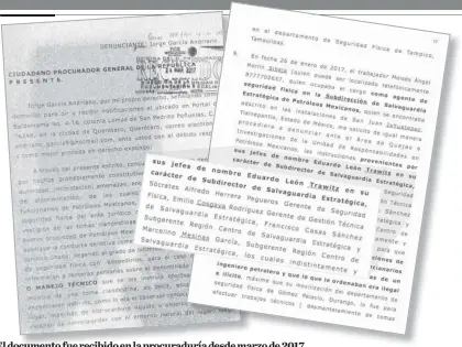  ??  ?? El documento fue recibido en la procuradur­ía desde marzo de 2017.