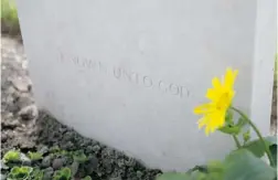  ?? VIRGINIA MAYO/ THE ASSOCIATED PRESS ?? A flower grows next to the epitaph Known Unto God on a gravestone for an unknown First World War soldier at Dud’s Corner Cemetery in Loos- en- Gohelle, France.