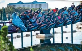  ??  ?? BUMS OFF SEATS: On Mako the fastest coaster in Florida