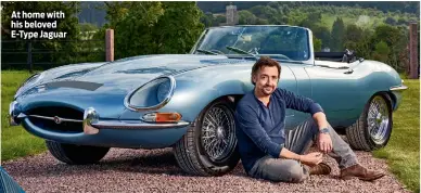  ?? ?? At home with his beloved E-type Jaguar