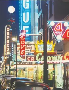  ?? KEN OAKES/FILES ?? Ken Oakes’ photo of neon lights on Granville Street in Vancouver in 1960 was used as the feature photo for a Presentati­on House exhibit of Vancouver Sun and Province photos in 2012.