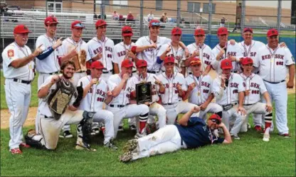  ?? AUSTIN HERTZOG - DIGITAL FIRST MEDIA ?? The Spring City baseball team poses for a team photo after winning the Pa. Region 3 tournament Wednesday at Downingtow­n East High School.