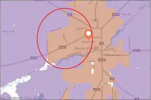  ??  ?? CITY SERVICE: The map shows the latest area where National Broadband Network services have become available in Horsham.