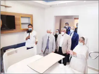  ?? KUNA photo ?? Dr Hilal Al-Sayer during his tour of the newly opened medical wards at Wardieh Hospital in Beirut.