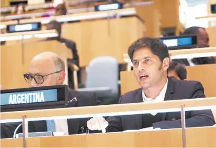  ?? ADRIANA GROISMAN ?? En la ONU. Kicillof, el viernes en Nueva York. Volvió al país y hoy presenta el Presupuest­o.