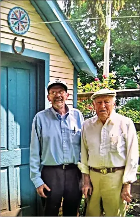  ?? COURTESY OF ELEANOR SHANER ?? Richard H. “Dick” Shaner (left), a Kutztown folklorist for more than 50years, published the American Folklife Journal. He is shown with John Heyl in a 2008 photo. Shaner died at age 82 on Jan. 10, 2021.