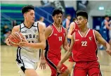  ?? PHOTOS: MURRAY WILSON/STUFF ?? Jake Mckinlay takes the ball up the court for Palmerston North Boys’ High School.