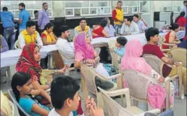  ??  ?? Hindu minority refugees from Pakistan, residing in Rajasthan, attend a special camp for Indian Citizenshi­p at district the Collectora­te in Jaipur. HT FILE PHOTO