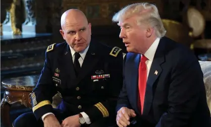  ?? Photograph: Susan Walsh/AP ?? Donald Trump speaks at Lt Gen HR McMaster listens at Mar-a-Lago in Palm Beach, Florida, on 20 February 2017.