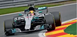  ??  ?? Lewis Hamilton at practice ahead of the qualifying session for the Belgian Formula One Grand Prix in Spa-Francorcha­mps on Saturday. —
