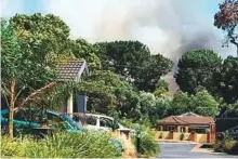  ?? Courtesy: Twitter ?? Smoke from a bushfire is seen near a residentia­l area. About 400 homes lost power and 50 fires were reported across Victoria on Saturday.