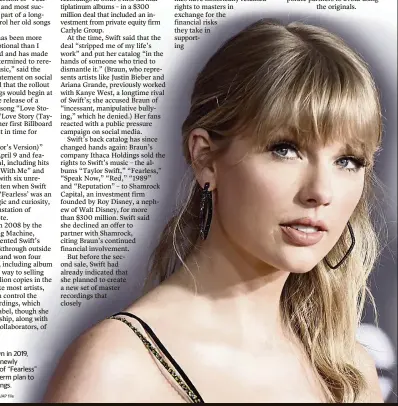  ?? JORDAN STRAUSS Invision/AP file ?? Taylor Swift, shown in 2019, plans to release a newly recorded version of “Fearless” as part of a long-term plan to control her old songs.