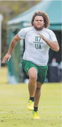  ?? Picture: JERAD WILLIAMS ?? Philip George Brown from Fiji at the NFL internatio­nal combine draft day on Saturday,