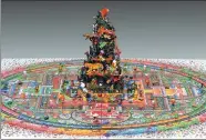  ?? PHOTOS PROVIDED TO CHINA DAILY ?? The installati­on Mandala by Ye Hongxing (top) is made of stickers and toys.