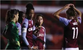  ??  ?? Asmita Ale (centre) is among the Aston Villa players who have taken the chance to study, in her case accounting and finance. Photograph: Alex Pantling/Getty Images