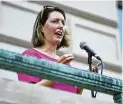  ?? AP FILE ?? Dr. Caitlin Bernard, shown at an abortion rights rally in June, has spoken publicly about providing an abortion to a 10-yearold rape victim who traveled from Ohio to Indiana.