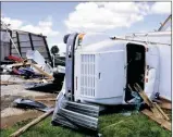  ?? JORDYN HUFFMAN / STAFF ?? The National Weather Service confirmed a EF-0 tornado struck Darke County on Saturday. Damaged property included an overturned truck, a demolished barn and destroyed crops.