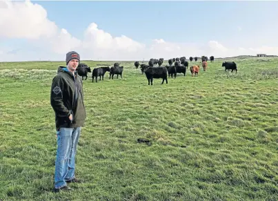  ??  ?? RECOGNITIO­N: AgriScot Scotch Beef Farm of the Year finalist 2019 Jamie Leslie of Scholland Farm, Shetland