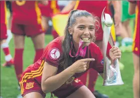  ??  ?? María Llompart Marcó el gol que proclamó campeona de Europa a la Sub-19 española