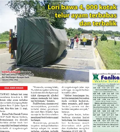 Lori Bawa 4 000 Kotak Telur Ayam Terbabas Dan Terbalik Pressreader