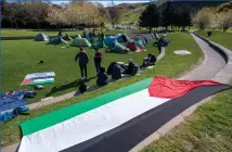  ?? ?? Gaza Solidarity Camp Scotland activists have vowed to remain outside Holyood until their demands are met