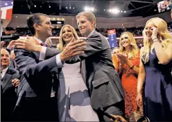  ??  ?? Show of pride: The Donald’s children celebrate their father’s nomination.