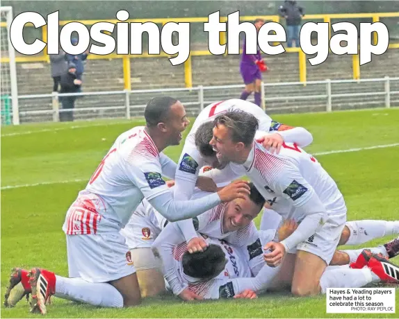  ?? PHOTO: RAY PEPLOE ?? Hayes &amp; Yeading players have had a lot to celebrate this season