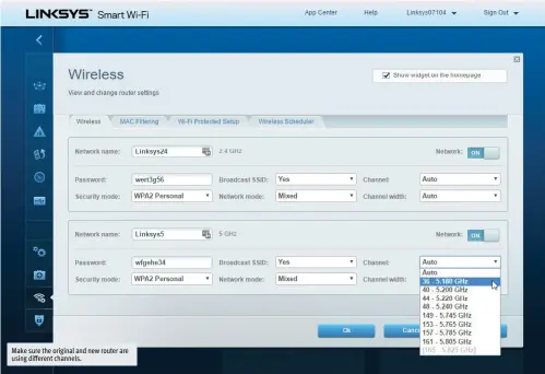  ??  ?? Make sure the original and new router are using di erent channels.