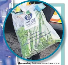  ?? ?? Grassed up Police remove evidence from a Wishaw drugs bust