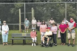  ?? COURTESY PHOTO ?? Two new benches at county park were dedicated to honor Fanning Baumgardne­r and Dennis Fairbrothe­r.