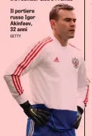  ??  ?? Il portiere russo Igor Akinfeev, 32 anni GETTY