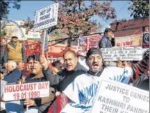  ?? NITIN KANOTRA / HT ?? Protesters shout slogans during a demonstrat­ion in Jammu on Jan 19.