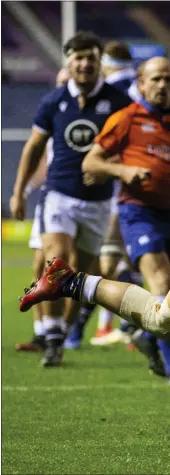  ?? Picture: SNS ?? Scotland star Darcy Graham crosses the line for his second try of the night against Georgia at Murrayfiel­d.