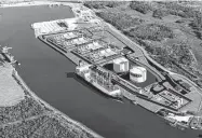  ?? Liquefied Natural Gas Ltd. rendering ?? Late last year, Liquefied Natural Gas Ltd. won final U.S. regulatory approval to export LNG and start building a $4.3 billion LNG project south of Lake Charles, La.