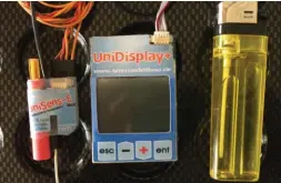  ??  ?? Ce module télémétriq­ue SMT UniSens-E est compatible toutes marques et disponible avec la plupart des types de prises. C’est aussi un variomètre.