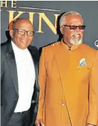  ?? Picture: John Liebenberg ?? Lebo M and John Kani at the premiere of ’The Lion King’ in Johannesbu­rg.