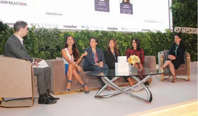  ??  ?? ↑
A panel discussion during the Women in Leadership Economic Forum in Dubai on Tuesday.