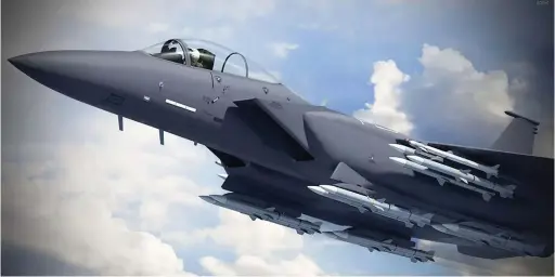  ??  ?? Représenta­tion d’artiste de ce à quoi pourrait ressembler un F-15X. (© Boeing)