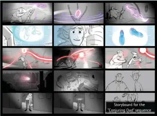  ??  ?? Storyboard for the “Conjuring Dad” sequence