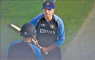  ?? ?? India coach Rahul Dravid during a practice session at the Green Park Stadium ahead of the first Test against New Zealand.