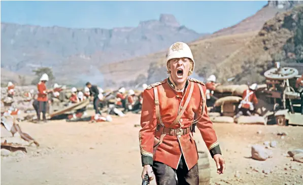  ??  ?? Michael Caine in one of the lead roles in Zulu, the 1964 film which told how just over 150 British and colonial troops successful­ly defended a garrison against 4,000 warriors in South Africa, winning 11 Victoria Crosses