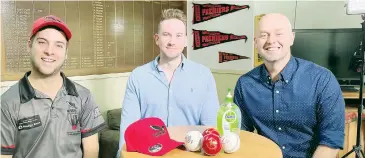  ??  ?? Chatting about the funding on Saturday morning are club president and division one captain Josh Wright (left) and The Grade Cricketer’s Ian Higgins and Sam Perry.