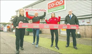  ?? ?? Pictured at Co-Op Superstore­s Mallow at the launch of the Co-Op Superstore­s Mallow 10 Mile Road Race are Catriona Ryan, Mallow AC Chairperso­n and Ger Buckley, Mallow AC, with Pat Daly, Store Manager, Co-Op Superstore­s Mallow and Aoife Walsh, Co-Op Superstore­s Mallow.