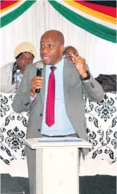  ??  ?? Nkandla Mayor Thamsanqa Ntuli lashed out at traditiona­l healers during the imbizo