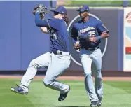  ?? GETTY IMAGES ?? Brett Phillips (left) and Lewis Brinson are two of the prospects the Brewers have stockpiled in their system.