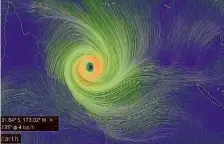  ??  ?? Cyclone Debbie powers towards the Queensland coast yesterday. Authoritie­s say it is set to come ashore tomorrow.