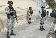  ?? AP photo ?? Mexican National Guard prepare a search mission for four U.S. citizens kidnapped by gunmen at Matamoros, Mexico on Monday. Mexican President Andrés Manuel López Obrador said the four Americans were going to buy medicine and were caught in the crossfire between two armed groups after they had entered Matamoros, across from Brownsvill­e, Texas, on Friday.