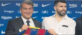  ?? FOTO: GETTY ?? El Kun Agüero fue el primer fichaje del primer equipo de fútbol de la era Laporta